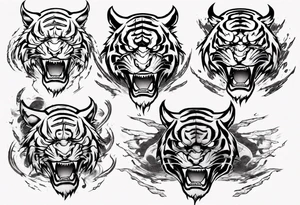 katana through demon tiger head tattoo idea