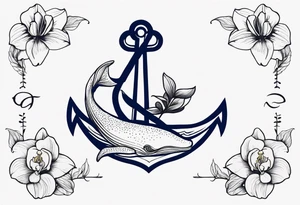 An anchor and orchids and a humpback whale tattoo idea