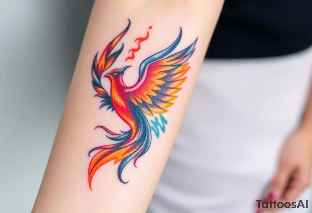 Phoenix with blazing fire tattoo idea
