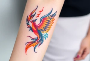 Phoenix with blazing fire tattoo idea