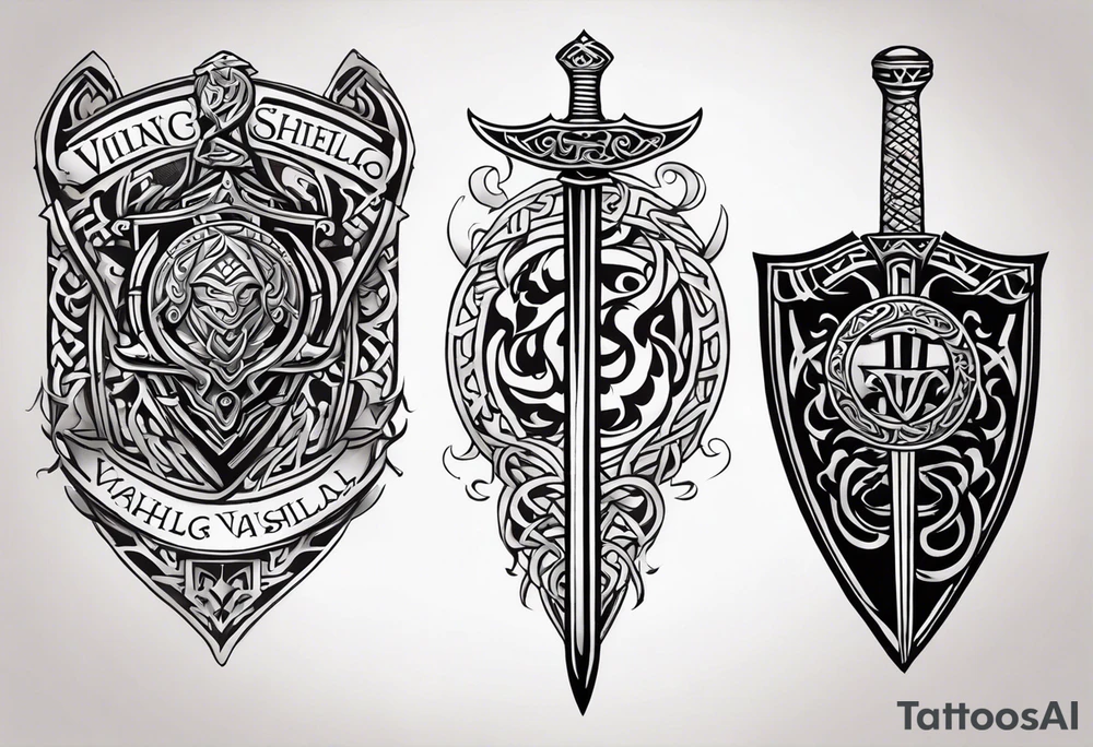Viking sword Valhalla dragon shield tattoo idea