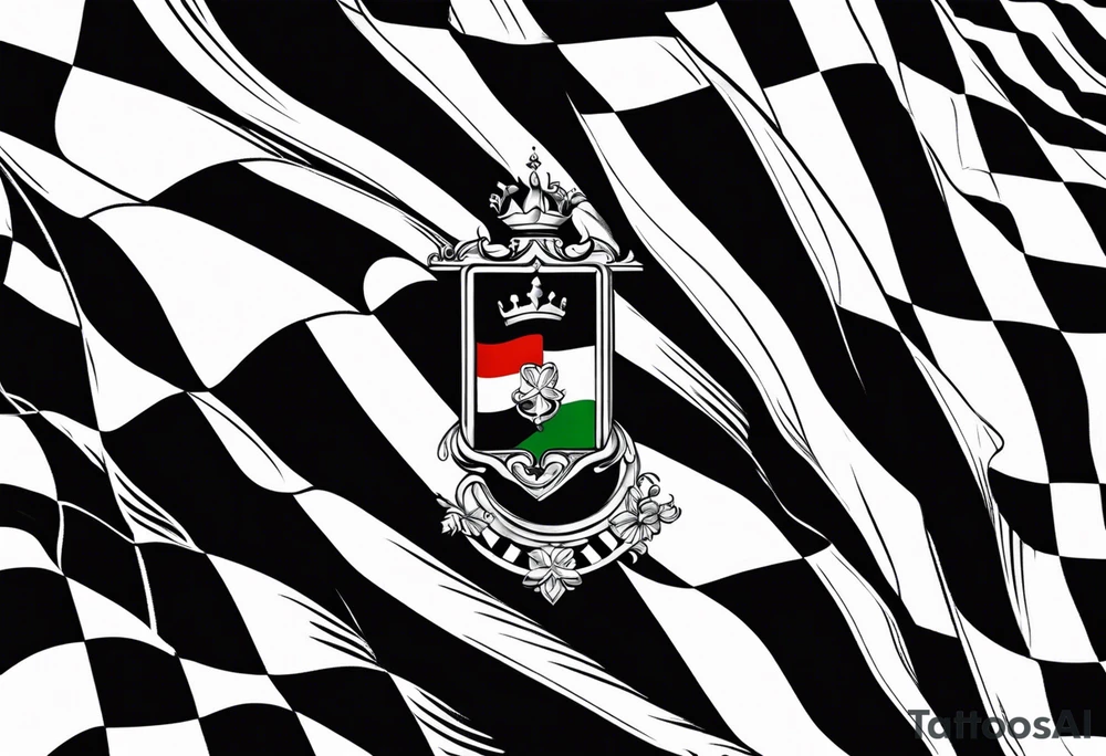 Italian flag and checkered flag crossed tattoo idea