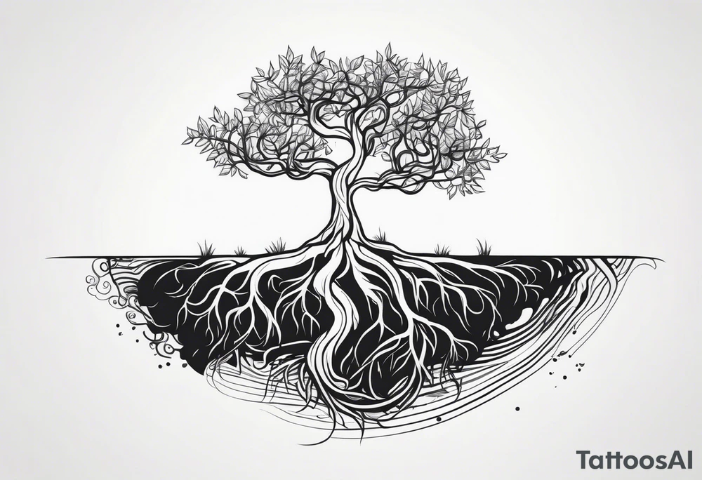 Tree with growing roots tattoo idea
