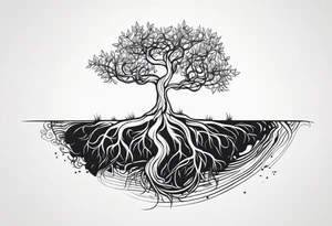 Tree with growing roots tattoo idea