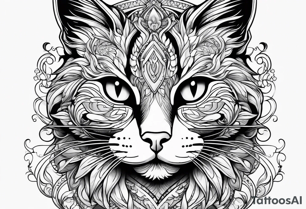 small Cat face, front on tattoo idea