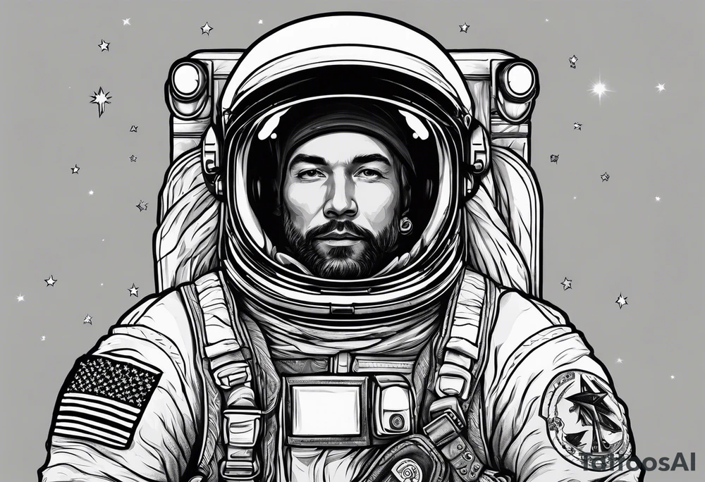 Astronaut wearing a peace bandana tattoo idea