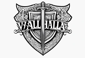 Valhalla world sword shield tattoo idea