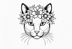 Cat with floral crown tattoo idea