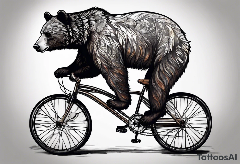 bear riding a bicycle tattoo idea