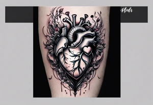 Arm sleeve depicting broken heart, pain suffering and loneliness  darkness tattoo idea