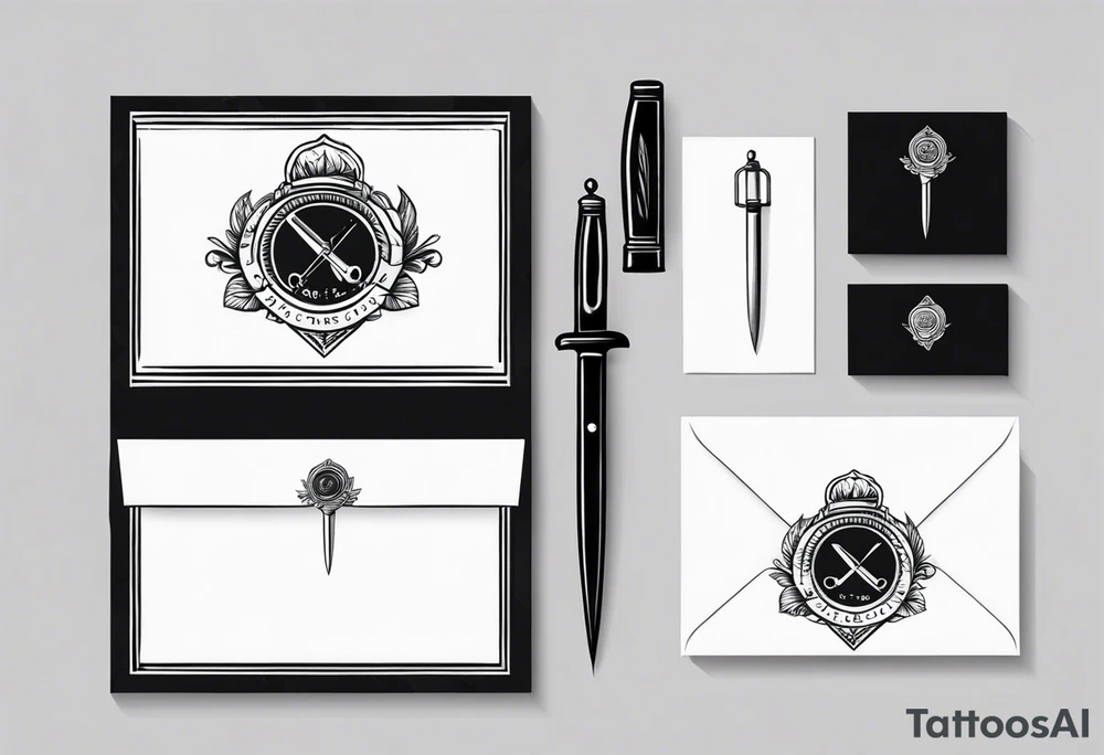 envelope with wax stamp with letter opener on top tattoo idea