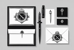 envelope with wax stamp with letter opener on top tattoo idea