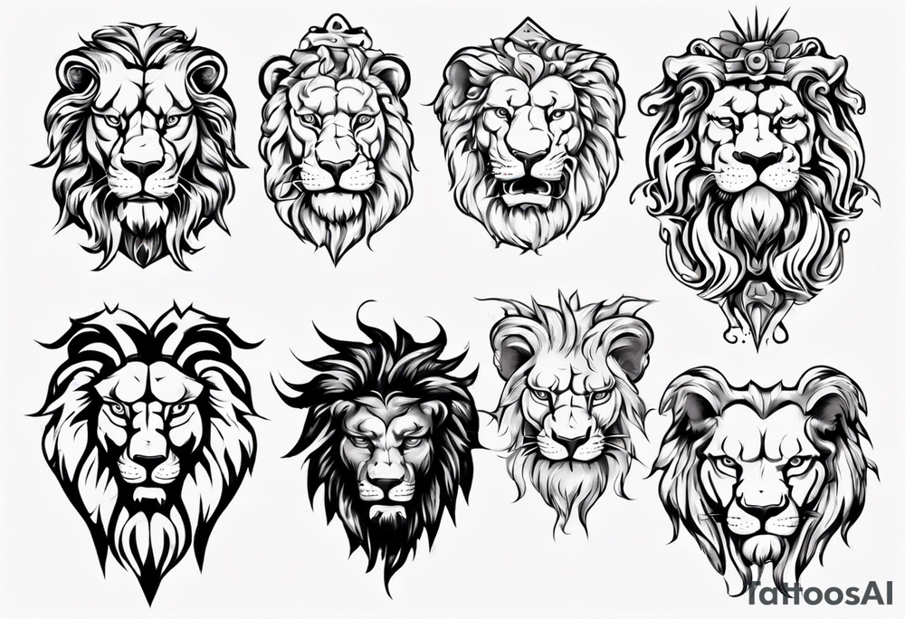 Roman ancient lion face tattoo idea