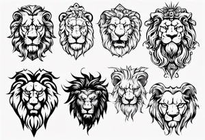 Roman ancient lion face tattoo idea