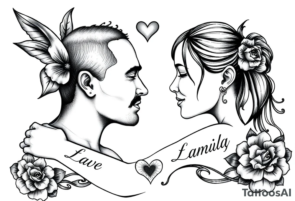 Tattoo family with names and love tattoo idea