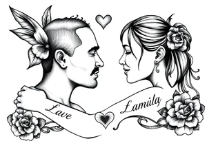 Tattoo family with names and love tattoo idea