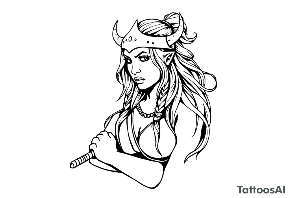 female viking worrier tattoo idea