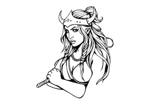 female viking worrier tattoo idea
