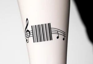 A barcode that transforms into musical notes, representing the harmony of a couple’s love story tattoo idea