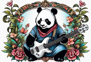A panda playing the bass guitar tattoo idea