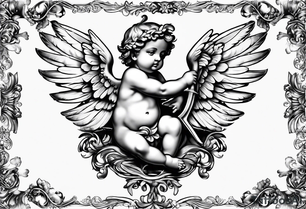 putti with wings tattoo idea
