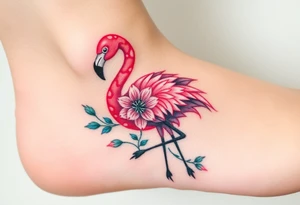 Flamingo made of flower tattoo idea