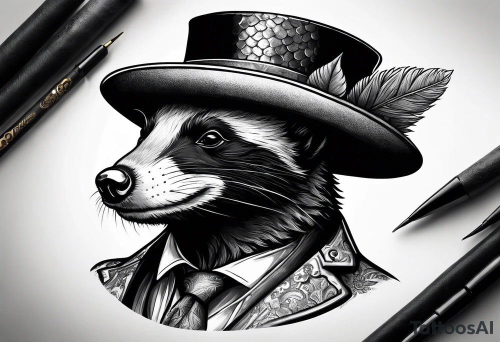 Honey badger wearing leprechaun hat tattoo idea