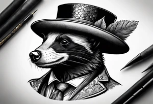 Honey badger wearing leprechaun hat tattoo idea