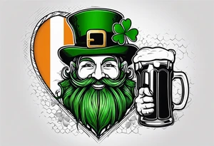 Ireland flag with a leprechaun and a beer tattoo idea