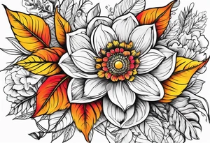 Leaves and flowers skinny piece tattoo idea