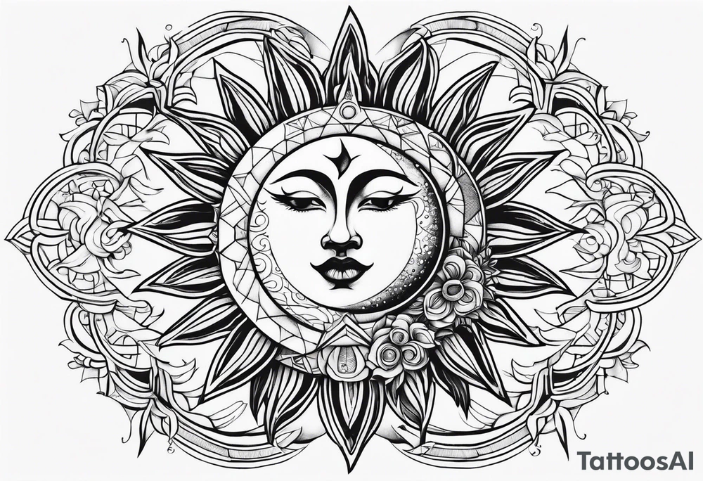 Moon and sun tattoo idea