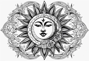 Moon and sun tattoo idea
