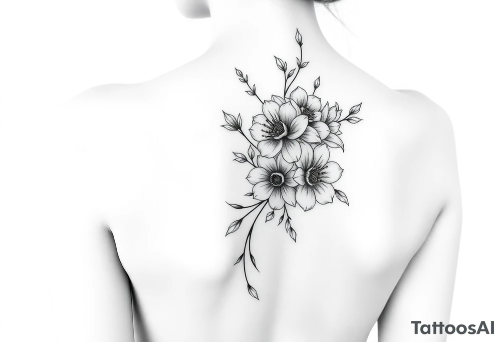 Delicate floral spine tattoo tattoo idea