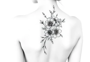 Delicate floral spine tattoo tattoo idea