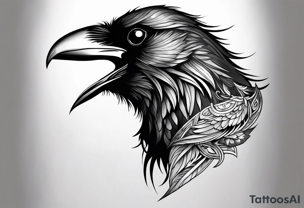raven head tattoo idea