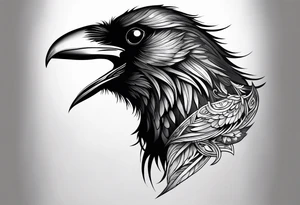 raven head tattoo idea