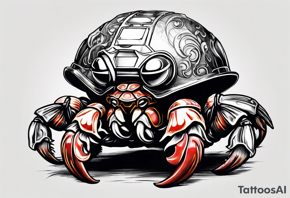 hermit crab wearing a storm trooper helmet tattoo idea
