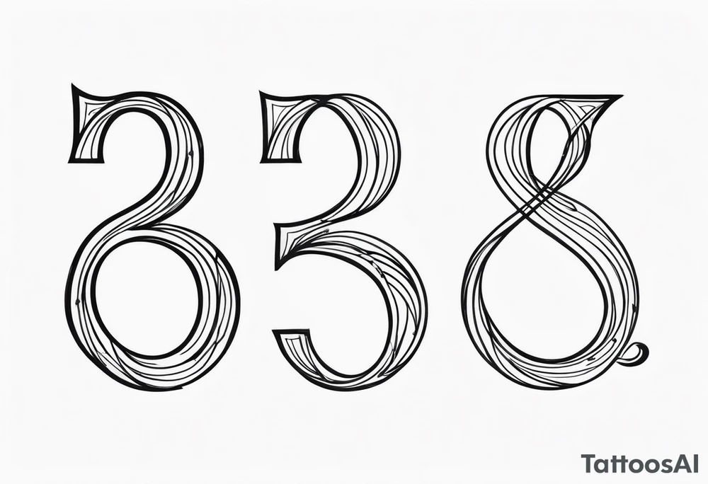 ⅓, ⅔, and 3/3 for siblings, with simple flourishes or design elements around the numbers tattoo idea