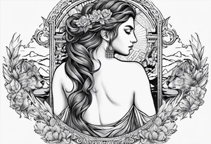 greek mythology small back tattoo idea