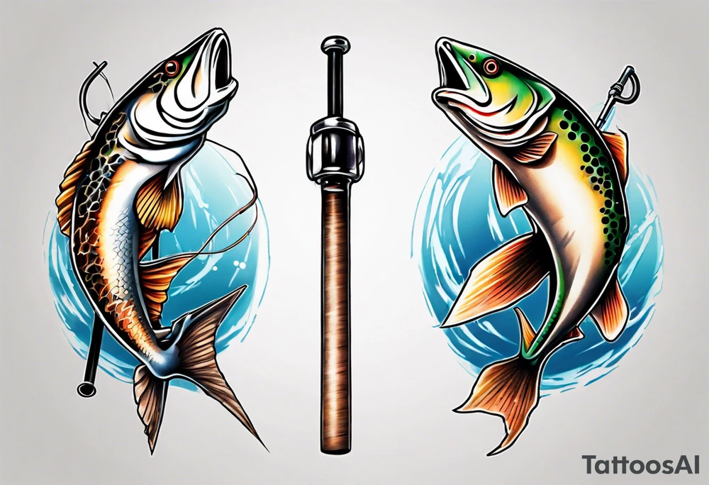 Crossed fishing poles tattoo idea