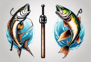 Crossed fishing poles tattoo idea