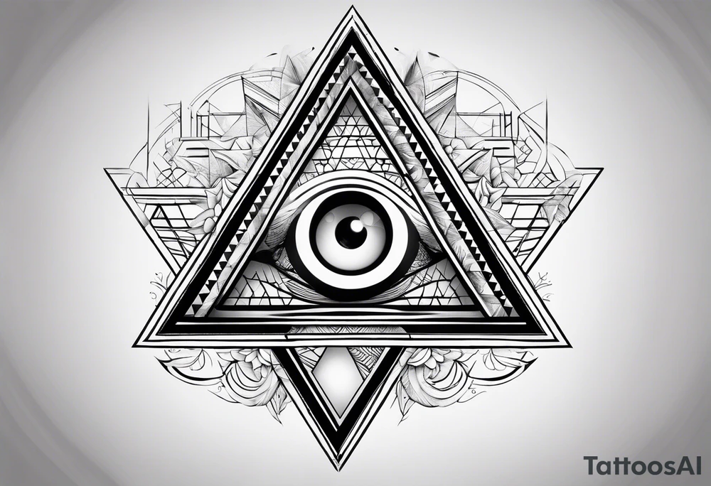 Illusione ottica con triangoli tattoo idea