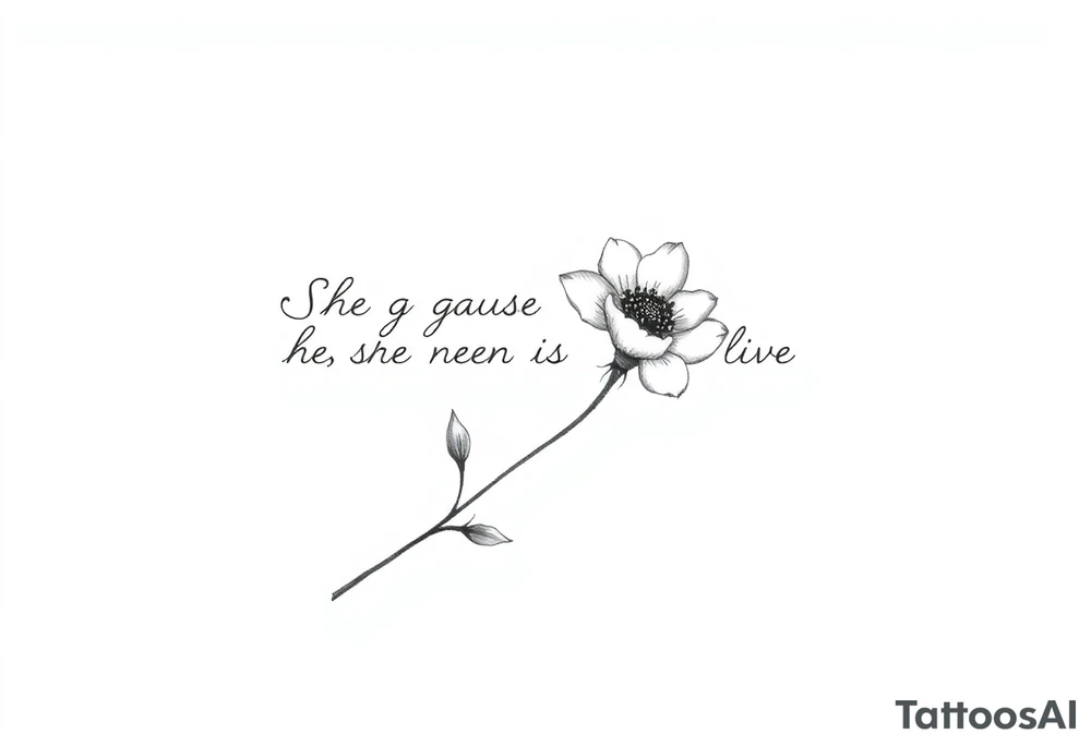 "She gave me a reason to live" as the stem of the flower tattoo idea