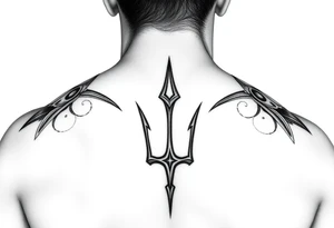 realistic man with trident tattoo idea