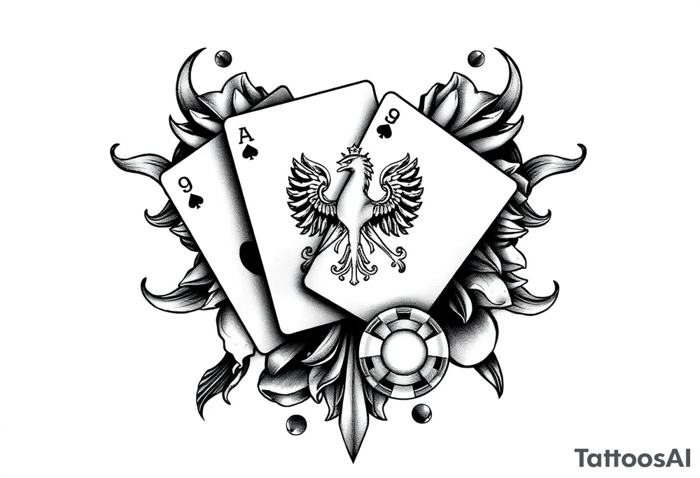 Poland symbol and poker cards Add casino money to it. tattoo idea