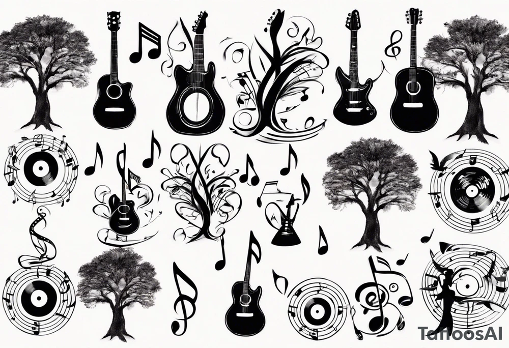 music speaker note tree stave notes tattoo idea