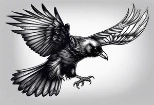 Evil raven in flight tattoo idea