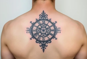 vintage roman numerals within ornate clockwork mechanism tattoo idea