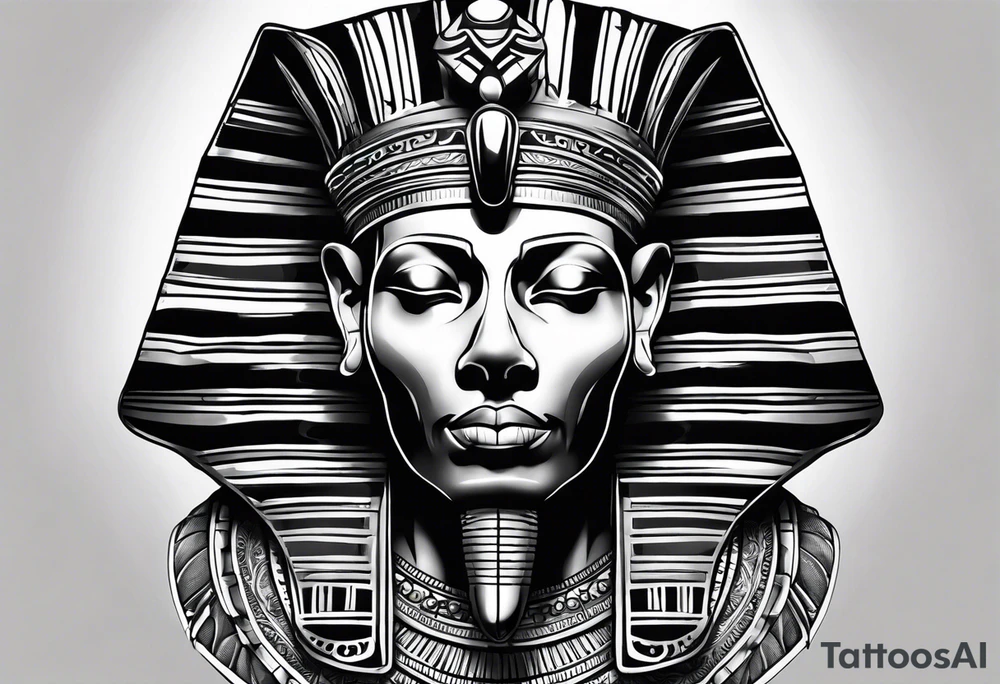 Black pharaoh skull realistic tattoo idea