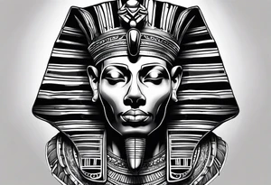 Black pharaoh skull realistic tattoo idea